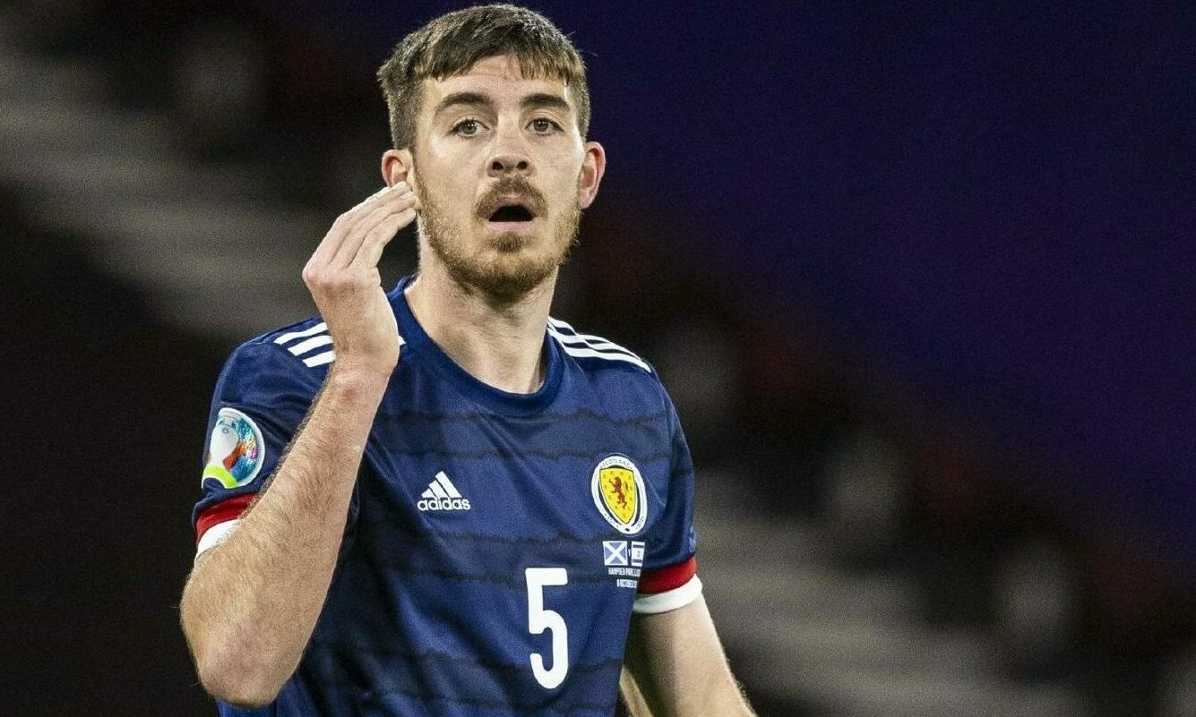 Aberdeen signing Declan Gallagher in action for Scotland during the Euro 2020 play-off match against Israel.