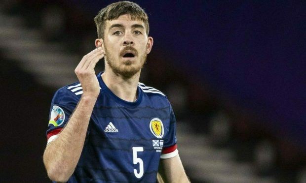 Aberdeen signing Declan Gallagher in action for Scotland during the Euro 2020 play-off match against Israel.