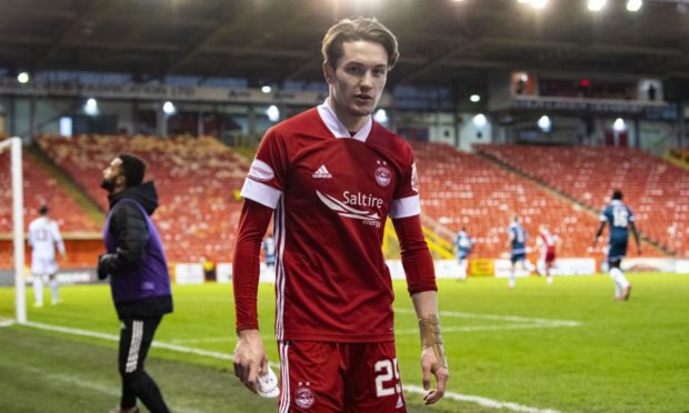 Aberdeen's Scott Wright is substituted in one of his final games for the club.