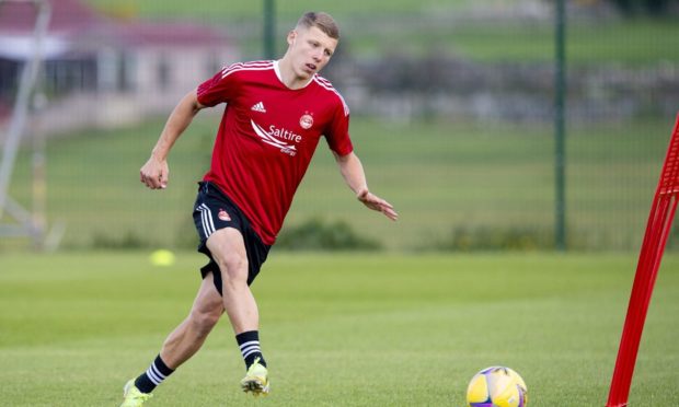 New signing  Jack Gurr during an Aberdeen training session at Cormack Park