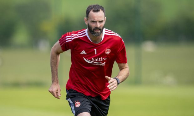 Joe Lewis during an Aberdeen training session at Cormack Park