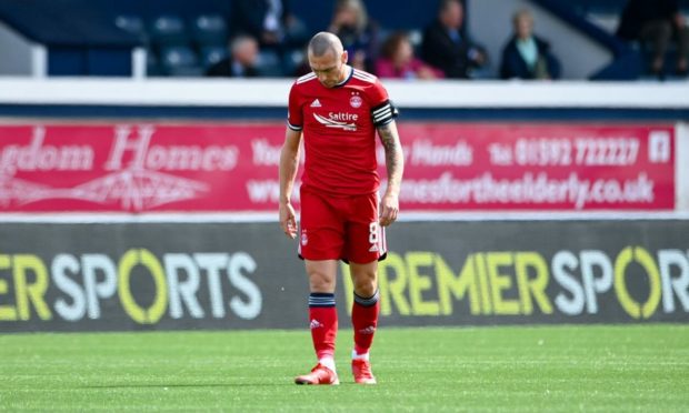 Aberdeen's Scott Brown at full-time during the Premier Sports Cup match between Raith Rovers and Aberdeen.
