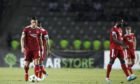 Aberdeen's players are after conceding against Qarabag.