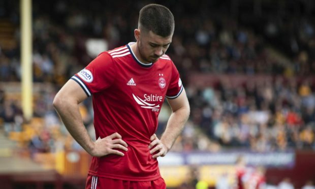 Aberdeen's Declan Gallagher during the 2-0 Premiership loss at Motherwell.