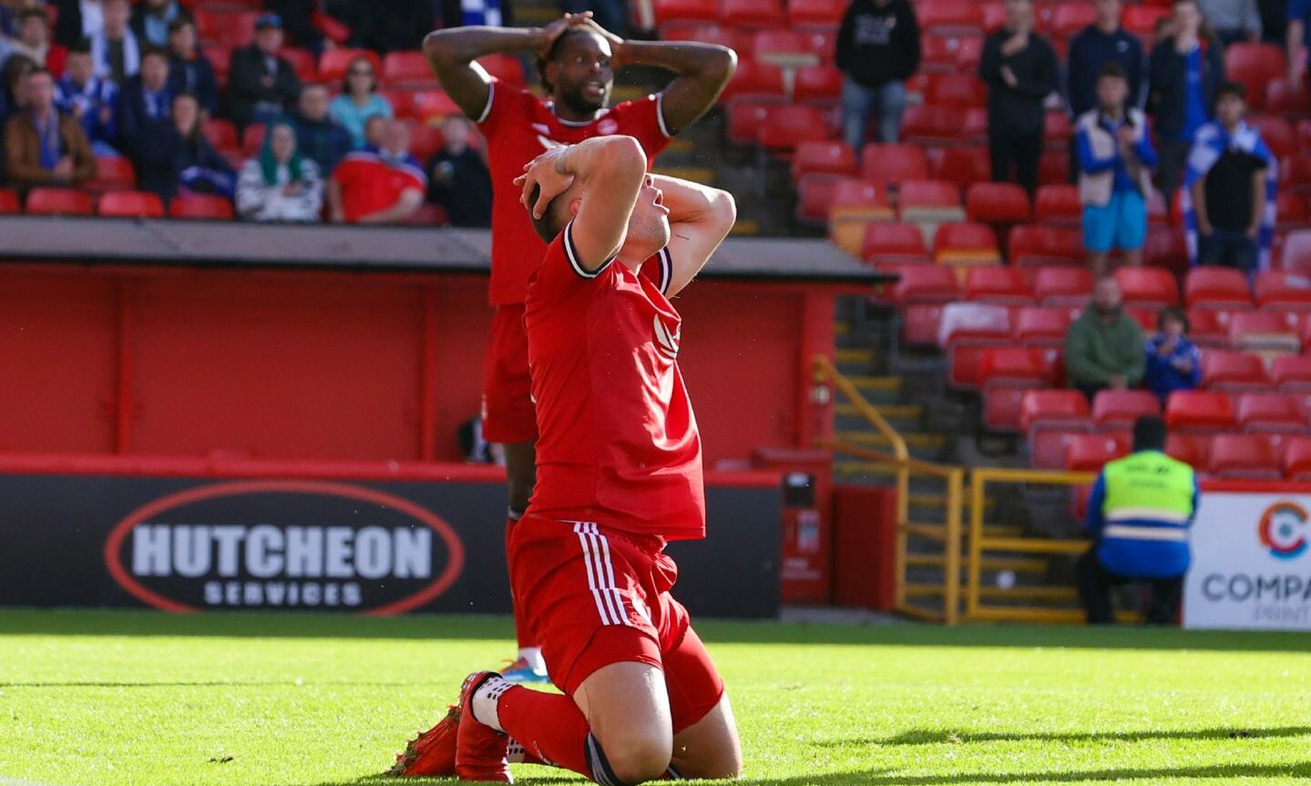 Aberdeen striker Christian Ramirez reacts to missing a chance against St Johnstone.