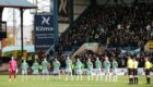 The Celtic players observe a minute silence during the Premiership match between Dundee and Celtic at the Kilmac Stadium at Dens Park, on November 07, 2021, in Dundee, Scotland. (Photo by Alan Harvey / SNS Group)