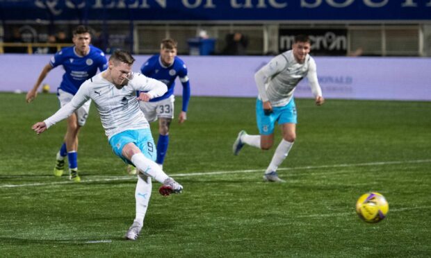 Billy Mckay scores from the spot to make it 1-0 to Caley Thistle at Palmerston.