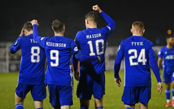 Cove Rangers goalscorers Mitchel Megginson, Fraser Fyvie and Jamie Masson
