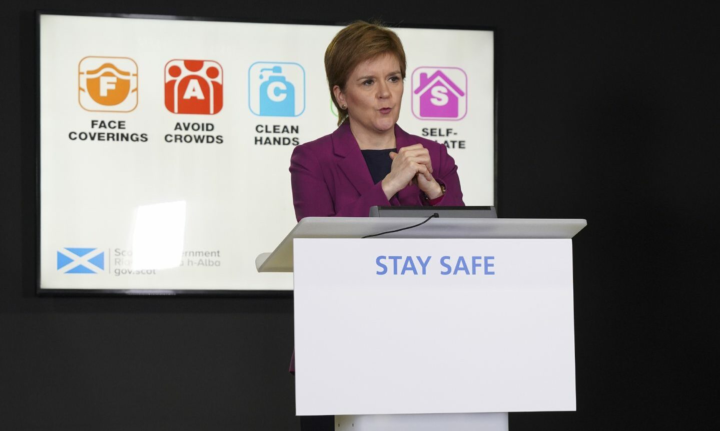 First Minister Nicola Sturgeon, who has been urged by Labour to put the military on the streets to help tackle Covid.