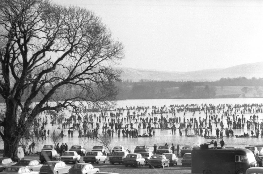 The Lake of Menteith in Perthshire was the venue for the Royal Caledonian Curling Club's Grand Match, North v South, in February 1979. Hundreds of curlers attended the event, the first since 1963 when the ice was last solid enough to take the weight of the curlers and stones.