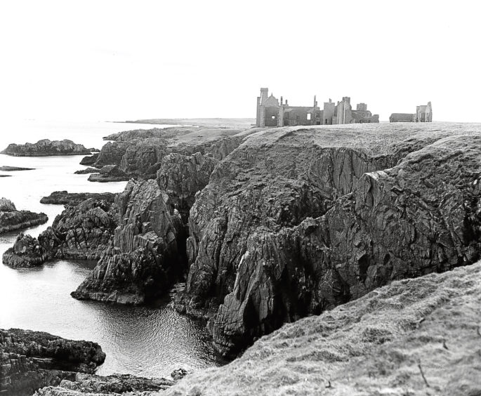 1955: A view of the ruin of Slains Castle, near Cruden Bay.