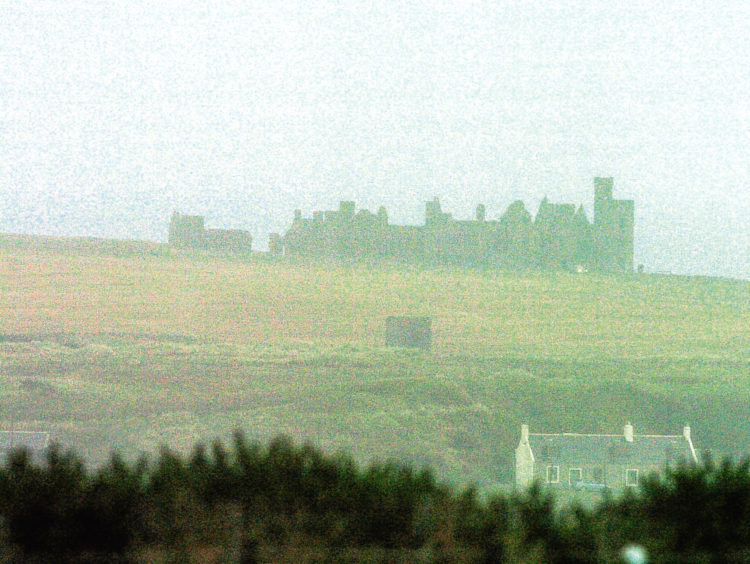 A view of Old Slain Castle and the Scaurs of Cruden taken in 1939.