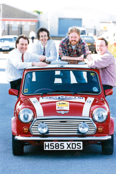 1995: Dave Fraser, Kenny Grant, Callum Murray and John Masterson were to drive Minis from Aberdeen to Italy.