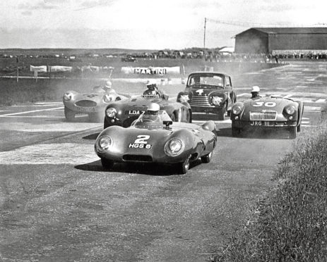 1956: Drivers jockey for positions at the start of the sports car race up to 1500cc at Crimond.