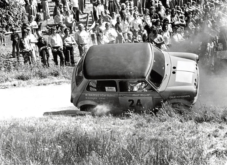 1975: Driver Paul Hazell comes to grief at Combine Corner during the Fintray Hill Climb.