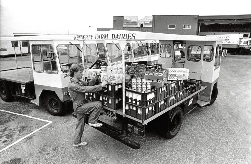 1981: Sandy Burnett from Aberdeen and District Milk Marketing Board checks his tanker.