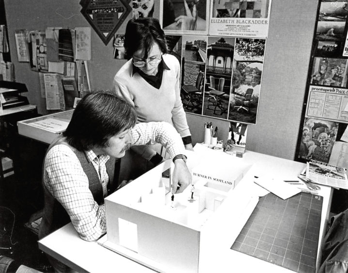 1982: Exhibitions officer Gordon Robertson and Jill Bridges with a model of the lay-out of the exhibitions.