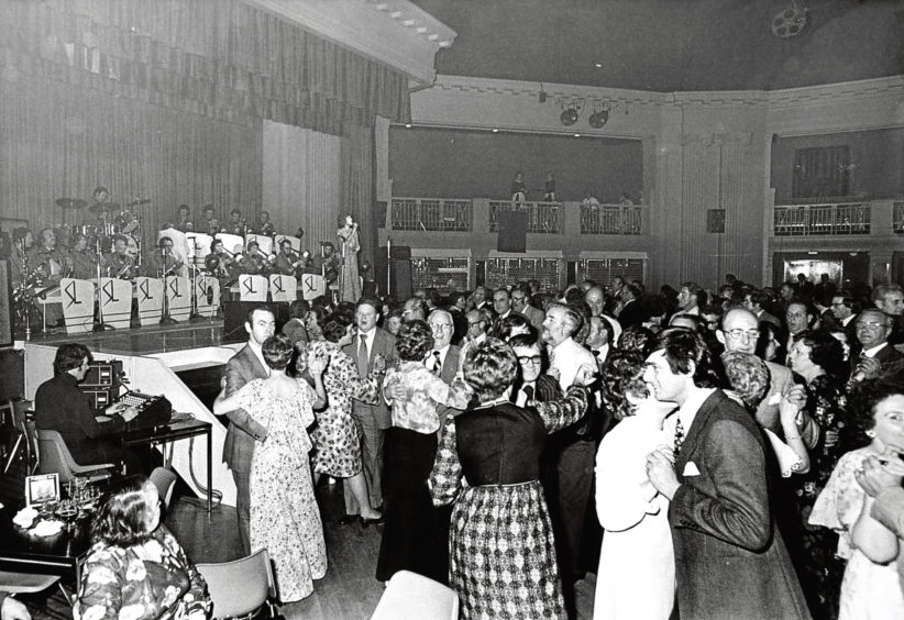 1977: Couples dance to the sound of the Syd Lawrence Orchestra at the Beach Ballroom.