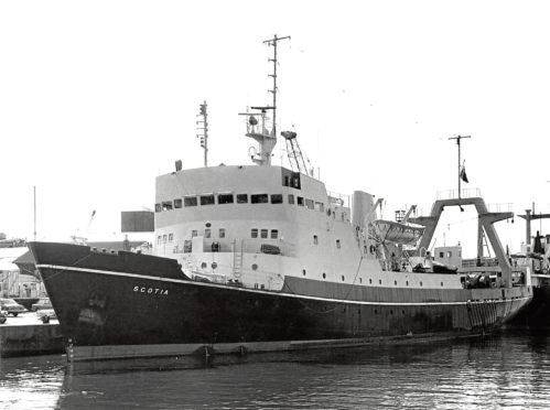 1972: The Scotia, a recently commissioned £130,000 fishery research vessel, berthed in Aberdeen’s harbour, just days before she was due to set out to scour the seas off west Greenland.