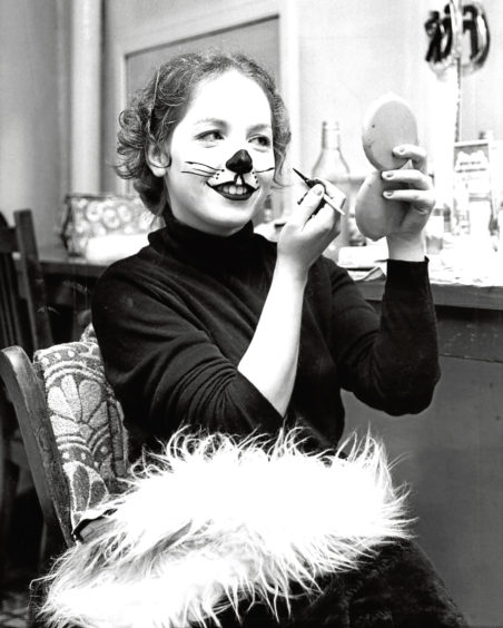 1978: Fiona Avenalle does her make up to play Tommy the cat in Dick Whittington.