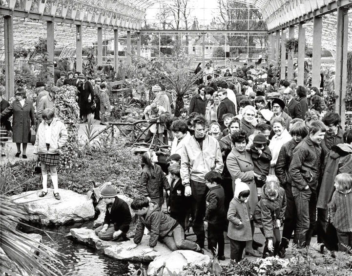 1970: Holidaymakers throng the new Winter Gardens.