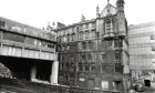 1972: A view of the old Trinity Hall in Aberdeen showing The Green and Union Terrace Bridge.