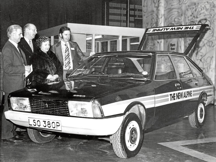 1976: Guests attended a cocktail party at Roy Thomson’s Aberdeen showrooms for the Chrysler Alpine launch