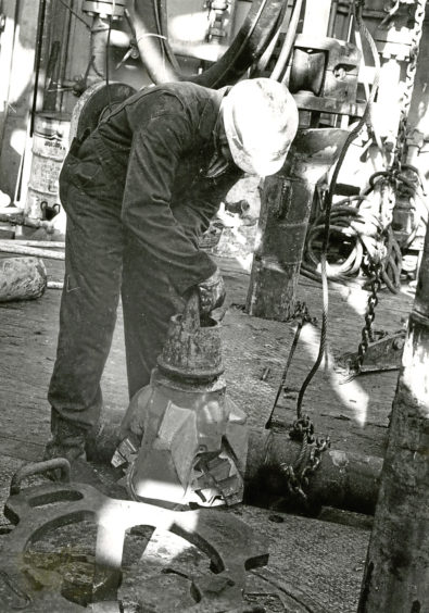 1973: An oil worker on BP Sea Quest.