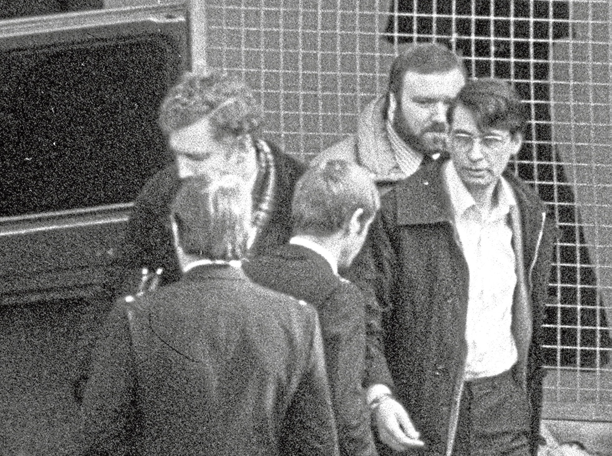 Dennis Nilsen, right, leaving Highgate Magistrates Court where he was charged with the murder of Stephen Sinclair