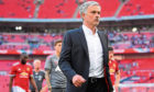 Jose Mourinho, Manager of Manchester United looks dejected following The FA Cup Final between Chelsea and Manchester United at Wembley Stadium on May 19, 2018 in London, England.  (Photo by Laurence Griffiths/Getty Images)
