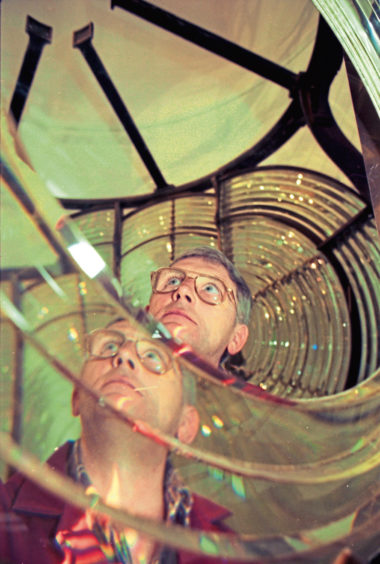 1997: Walter Trotter of Heritage Scotland helps fit the Rattray Head lighthouse lens