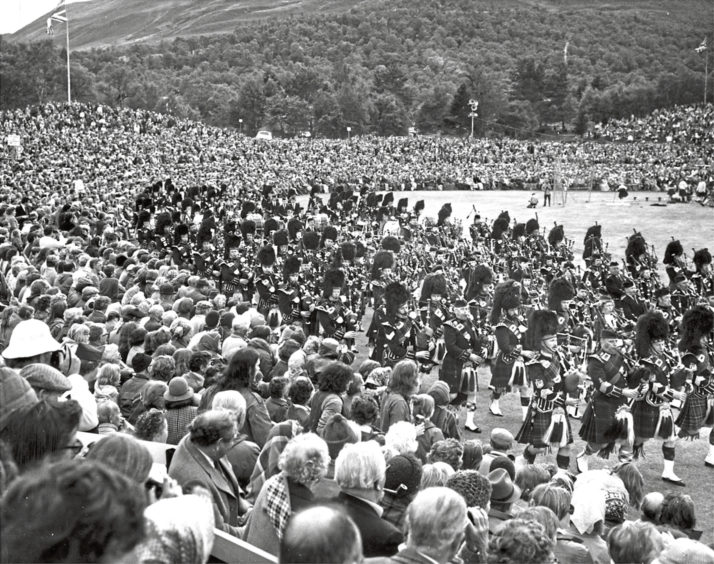 1976: The Massed Pipe Band goes through its paces in front of a massive crowd