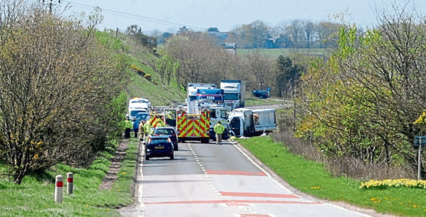 The scene of the crash on the A90 at Hatton in which William Buchan died after a head-on collision