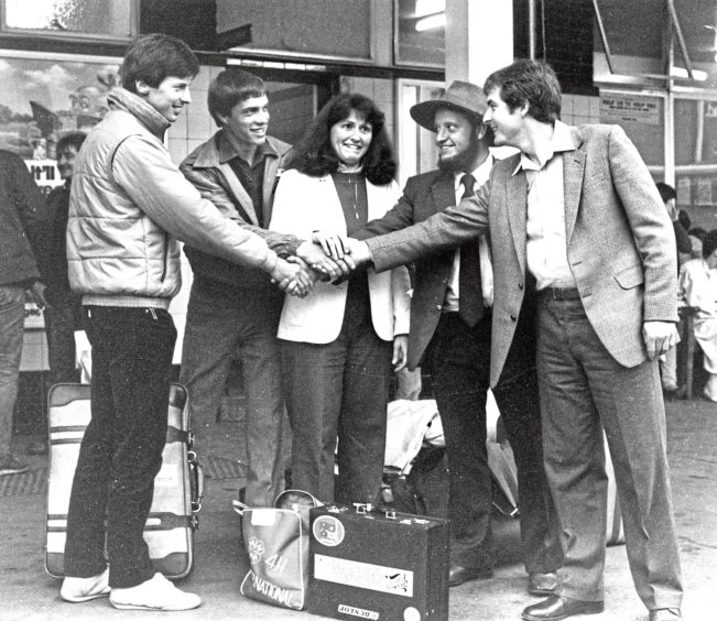 1983: Overseas young farmers are given a hearty welcome at Aberdeen Bus Station on Guild Street