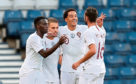 Portugal's Helder Costa, second right, celebrates scoring his side's first goal of the game during the International Friendly match at Hampden Park, Glasgow.