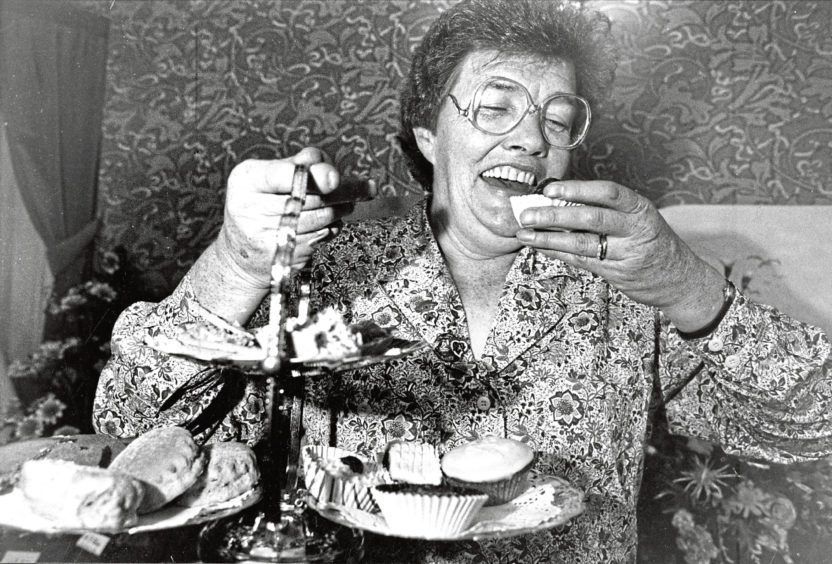 1992: Isobel Chalmers of Cairnbanno WRI gets stuck in to some of her home cooking at the Scottish Women’s Rural Institute’s annual show