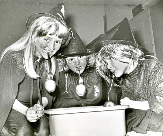 1985: Brownies celebrate the 75th anniversary of Guiding at the 38th (Ferryhill South) and 16th (Ferryhill North) combined Halloween party at Ferryhill South Church Hall