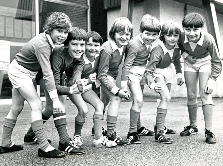 1979: The Finzean team, Graham Begg, Graham Fraser, Stuart Christie, David Hector, Roddy Duncan, Calum Riddell and Neil Christi