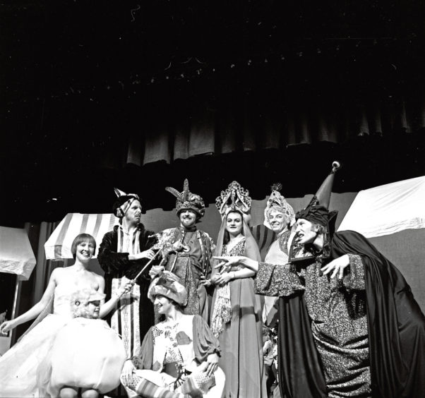 1978: The Wicked Witch casts a spell during a rehearsal for Sinbad the