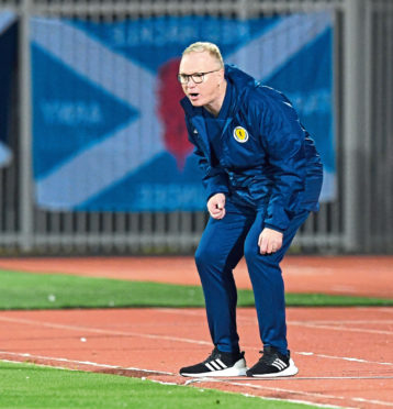 Scotland manager Alex McLeish on the touchline during Scotland's match with Albania.