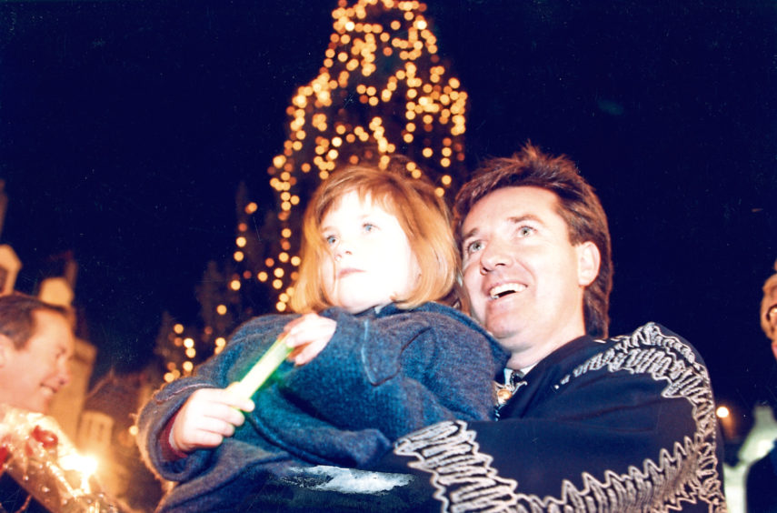1995: Stephanie Keenan, 5, was singer Daniel O’Donnell’s choice of companion to switch on Aberdeen’s Christmas lights
