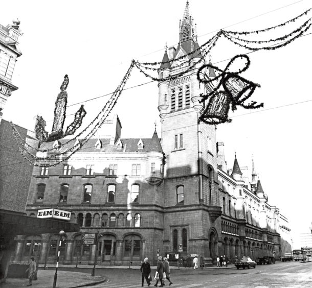 1978: Aberdeen’s £7,000 Christmas lights in position in Union Street, near Broad Street
