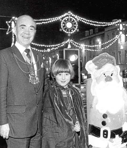 1982: Helga, 9, a pupil of Aberdeen School for the Deaf, was the lucky youngster who turned on the city’s Christmas light display