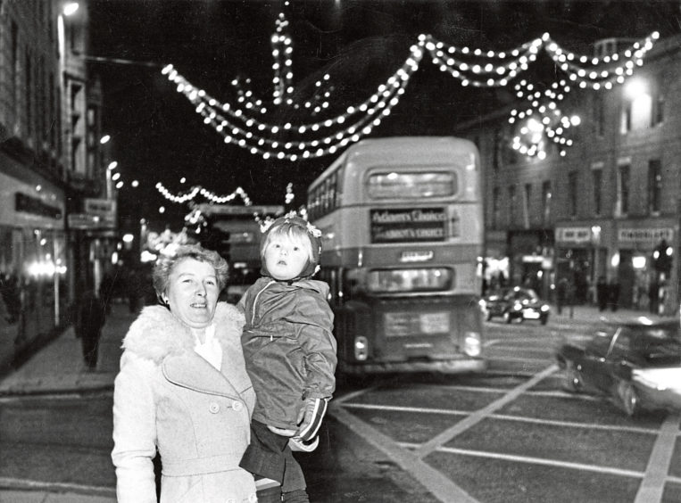 1978: Shaun, 2, and his grandma Eleanor McPherson see the Christmas decorations in Union Street