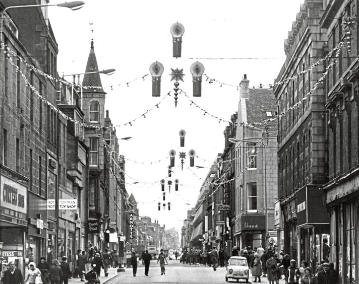 1980: With 41 shopping days to go until Christmas, the festive lights have gone up in Aberdeen’s George Street