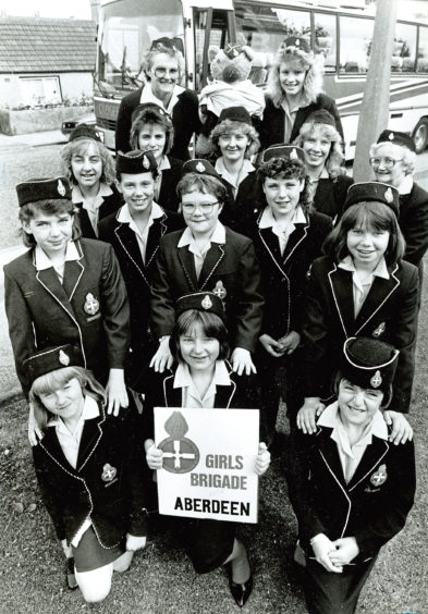 1988: The 9th Aberdeen (Tillydrone) Girls’ Brigade and the 31st Aberdeen (Bridge of Don) Girls’ Brigade combined forces to leave for a week’s camp at Abernethy