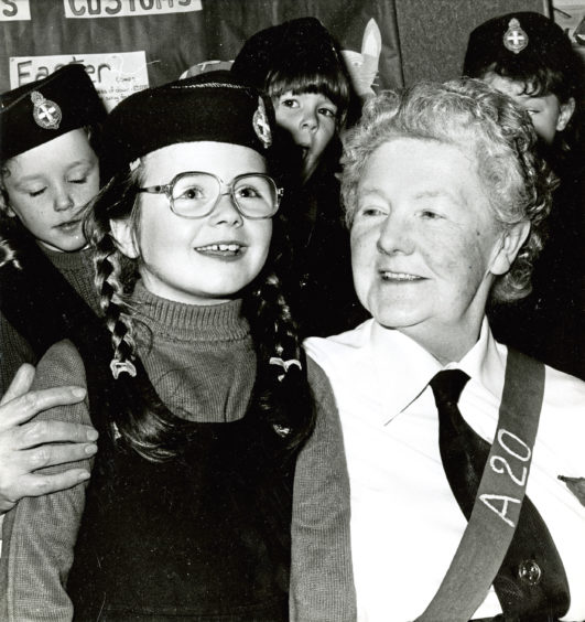 1985: Emma MacAulay was all smiles with former leader Chrissie Slessor at the diamond jubilee of the 20th Co Girls’ Brigade, John Knox’s Church, Mounthooly