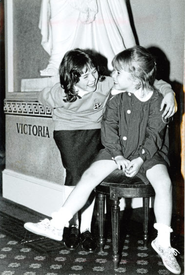 1993: Lyndsey Oman and Lyndsey Ingram show off the old and new Girls’ Brigade uniforms at the Music Hall, Aberdeen