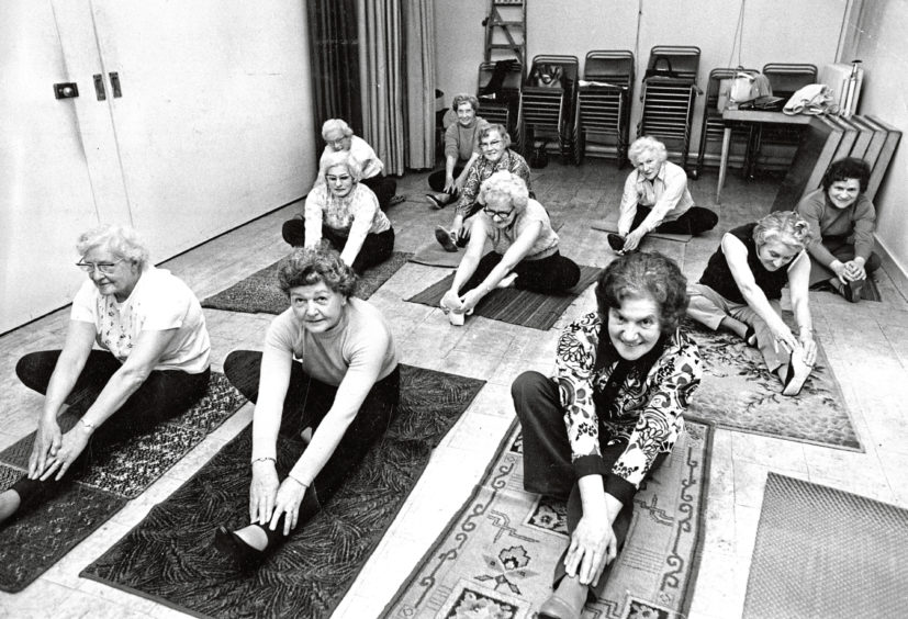 1982: Fitness fans get to grips with an aerobics session at Aboyne Community Centre. Aerobic dancing was first introduced to the area by an American woman in 1977