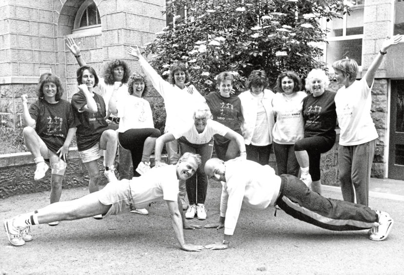 1986: The further education men’s keep fit class at Ellon Academy pictured at circuit training